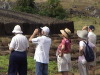 Inge checks out the Moai Statues near the quarry